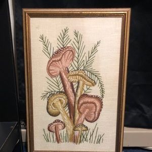 HAND STITCHED MUSHROOM FRAMED WALL ART